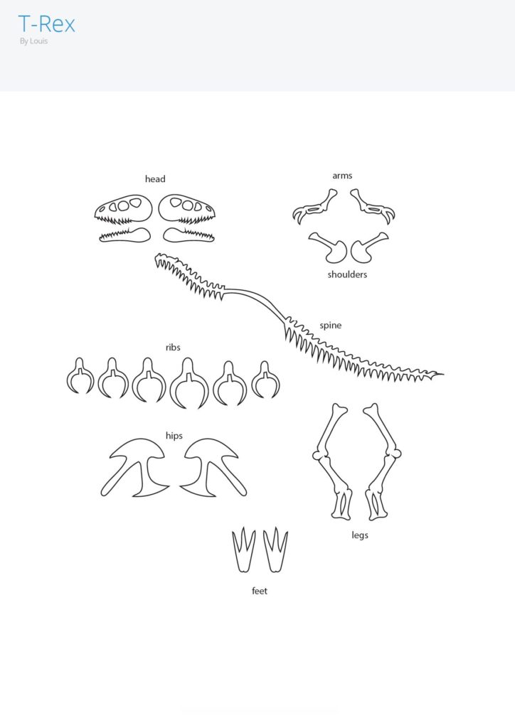Трафарет для 3D ручки – скелет динозавра