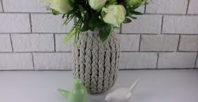 Напольная плетёная ваза из верёвки и 3-х литровой банки